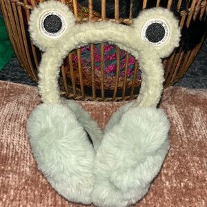 Plush Light Green Frog Earmuffs